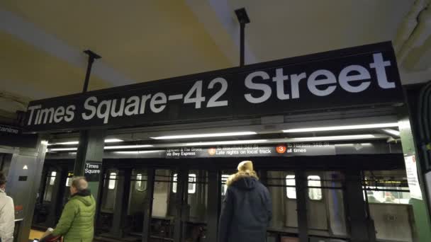 Times Square-42nd street teken in Manhattan — Stockvideo