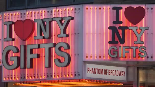 Jag älskar New York neonskylt — Stockvideo
