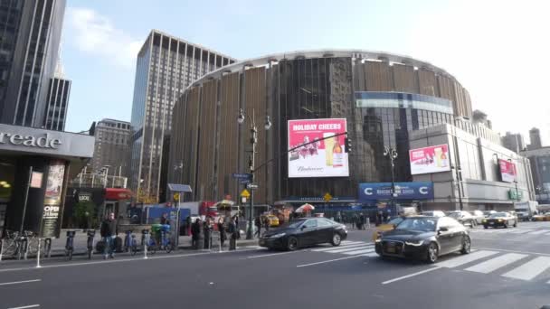 Madison Square Garden dan stasiun Penn di Manhattan — Stok Video