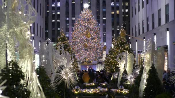 Sławnej Choinki Rockefeller Center Manhattan Manhattan Nowy Jork Grudnia 2018 — Wideo stockowe