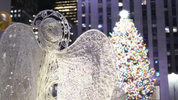 Χριστούγεννα Στο Μανχάταν Μανχάταν Rockefeller Center Της Νέας Υόρκης Δεκεμβρίου — Αρχείο Βίντεο