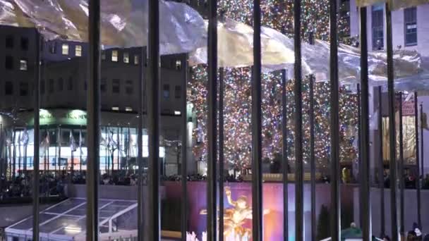 Decoração de Natal Rockefeller Center em Nova York — Vídeo de Stock