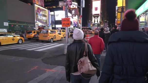 Walk Times Square Night Manhattan New York Dicembre 2018 — Video Stock