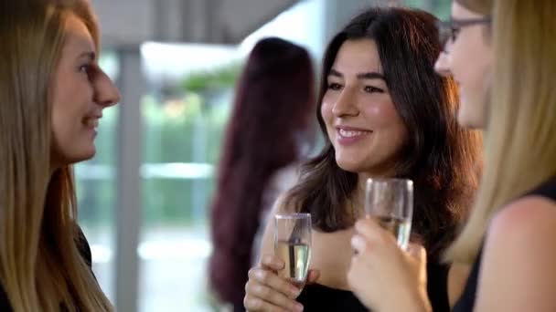 Schöne Mädchen haben Spaß auf einer Party oder einem exklusiven Event — Stockvideo