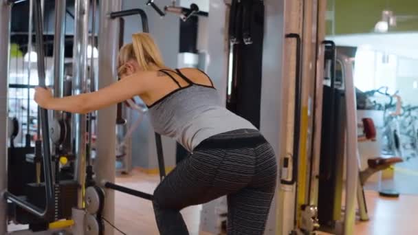 Body forming - dagelijkse training in een fitnessruimte — Stockvideo
