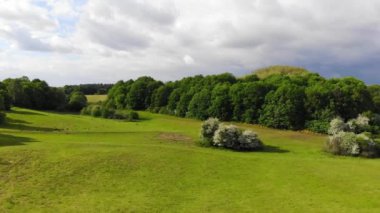Güzel otlakların ve ülke manzara yukarıdan - hava uçuş görüntüleri