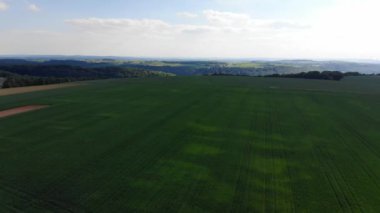 Güzel otlakların ve ülke manzara yukarıdan - hava uçuş görüntüleri