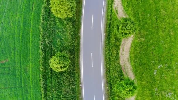 Calle solitaria a través del país - vista aérea desde un avión no tripulado — Vídeos de Stock