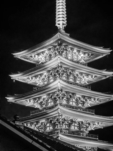 浅草寺夜 旅行写真で最も有名な寺院 — ストック写真