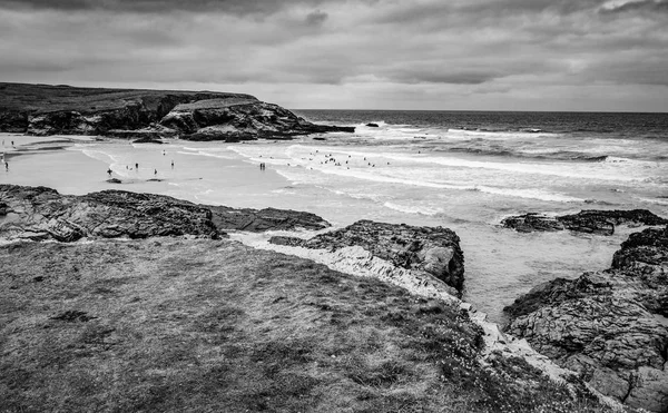 Bedruthan Adımları Cornwall Harika Kayalık Sahil Şeridi Gezi Fotoğrafçılığı — Stok fotoğraf