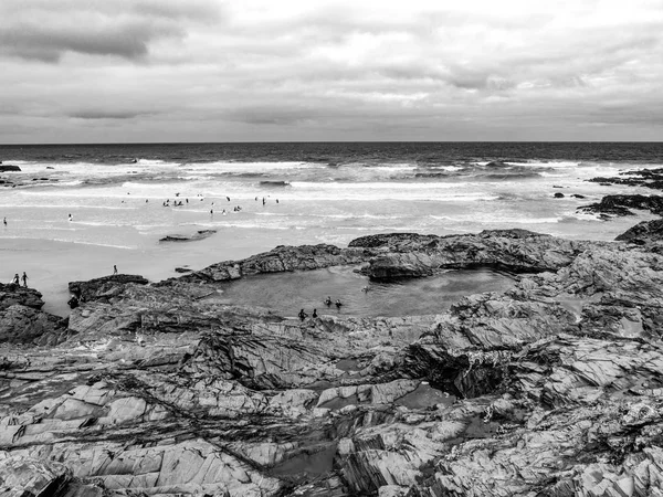 Playa Rocosa Bedruthan Steps Cornwall Punto Referencia Increíble Costa Cornualles — Foto de Stock