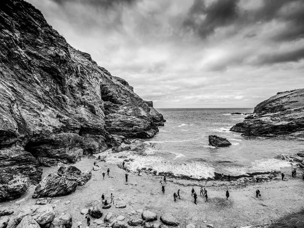 Vista Ângulo Largo Sobre Enseada Tintagel Cornwall Fotografia Viagem — Fotografia de Stock