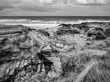 Cornwall sahil - Bedruthan adımları - seyahat fotoğrafçılık ünlü dönüm noktası