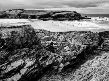 Cornwall İngiltere - kıyı şeridi, inanılmaz landcape üzerinde görünüm - gezi fotoğrafçılığı