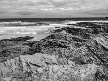 Cornwall sahil - Bedruthan adımları - seyahat fotoğrafçılık ünlü dönüm noktası