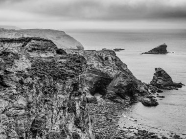 Cornwall İngiltere - kıyı şeridi, inanılmaz landcape üzerinde görünüm - gezi fotoğrafçılığı