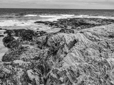 Bedruthan adımları - Cornwall harika kayalık sahil şeridi - gezi fotoğrafçılığı