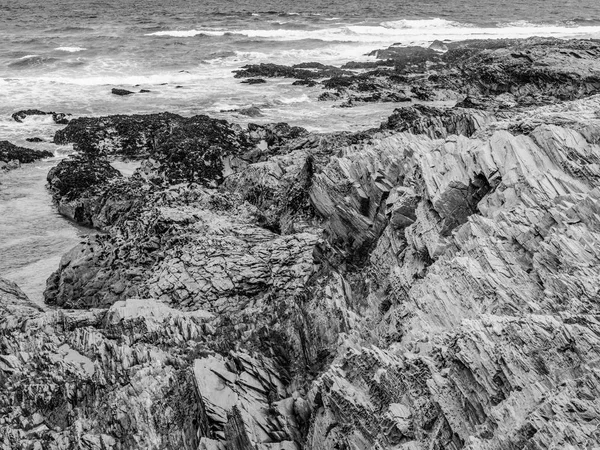 Bedruthan Stappen Prachtige Rotsachtige Kustlijn Cornwall Reisfotografie — Stockfoto