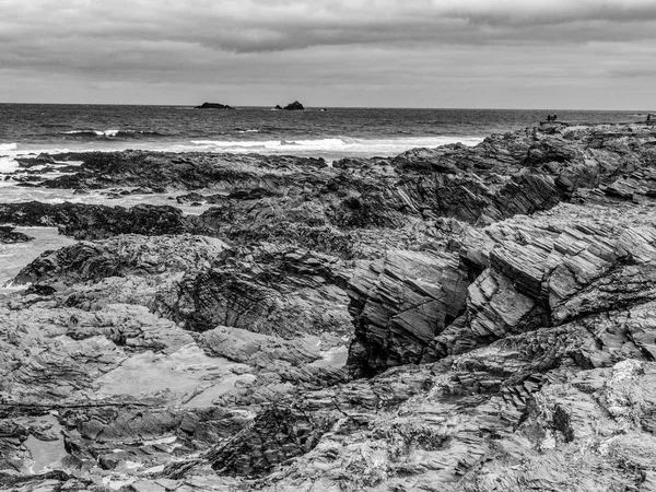 Bedruthan Lépéseket Csodálatos Sziklás Partvidékén Cornwall Utazás Photography — Stock Fotó