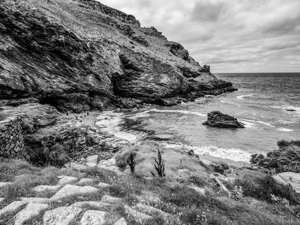 Cove Van Tintagel Cornwall Een Populaire Bezienswaardigheid Tintagel Castle Reisfotografie — Stockfoto