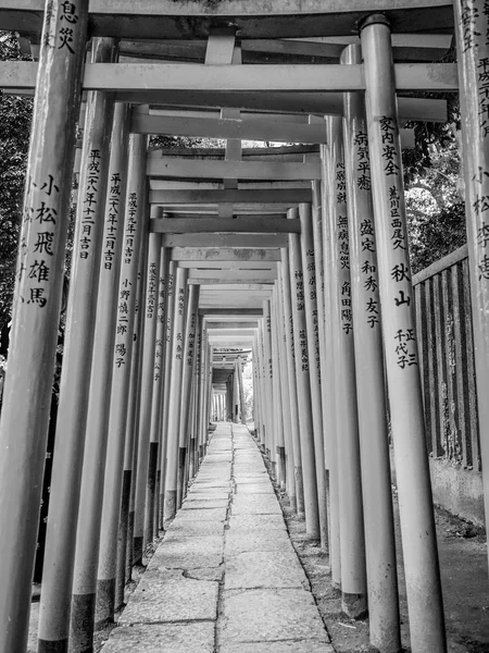 Famoso Caminho Portão Vermelho Nezu Jinja Santuário Tóquio Viagens Fotografia — Fotografia de Stock