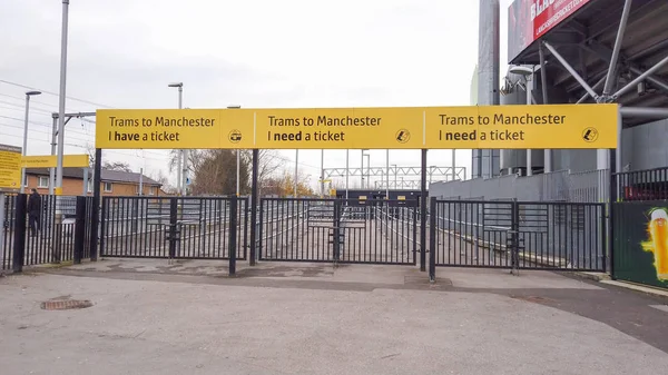 Oude Trafford Metrolink Tramstation Manchester Manchester Verenigd Koninkrijk Januari 2019 — Stockfoto