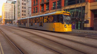 Metrolink tramvay Manchester city - Manchester, Büyük Britanya - içinde 1 Ocak 2019