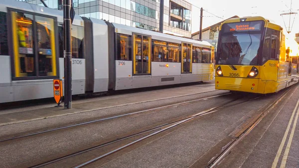 Metrolink Tram Stad Van Manchester Manchester Verenigd Koninkrijk Januari 2019 — Stockfoto