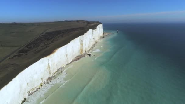 Flug Über Die Weißen Klippen Der Südenglischen Küste Luftaufnahme — Stockvideo