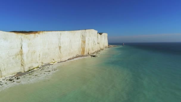 Flight British Coast Its Wonderful White Cliffs Aerial View — Stock Video