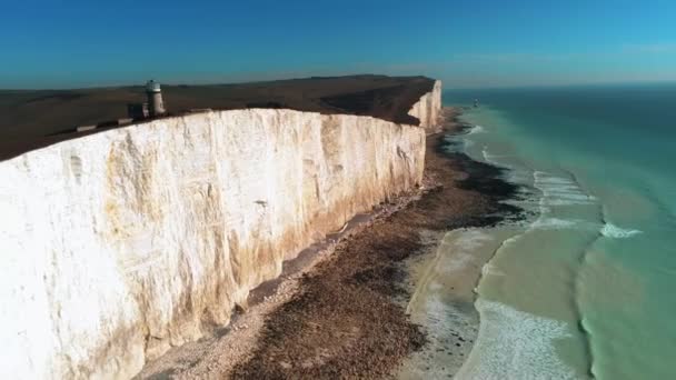 Witte Klippen Van Engeland Sussex Van Boven Lucht Mening — Stockvideo