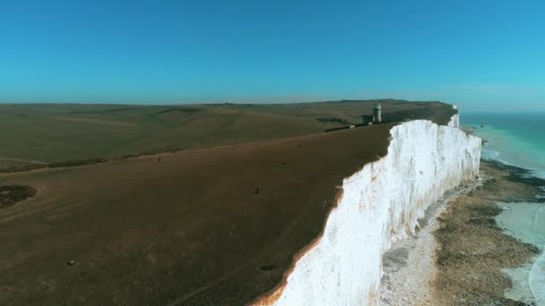 White Cliffs England Sussex Aerial View — Stock Video
