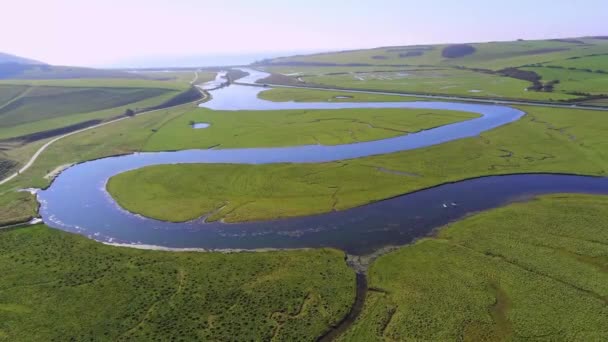 Krásná Příroda Sedmi Sestrách Country Park Anglii Letecký Výhled — Stock video