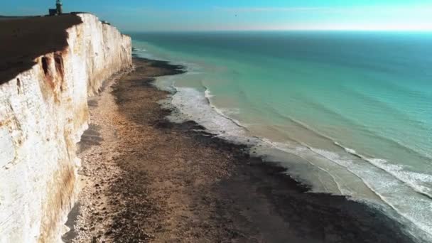 Voo Sobre Falésias Brancas Costa Sul Inglaterra Vista Aérea — Vídeo de Stock