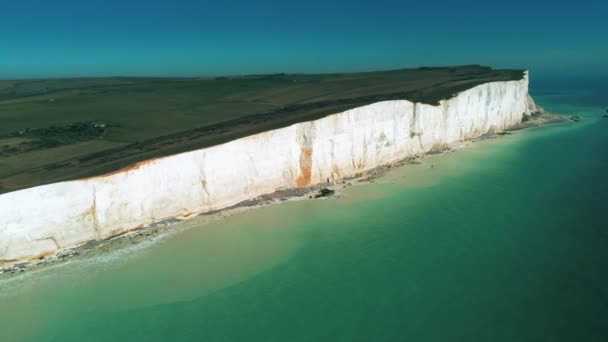 Voo Longo Costa Britânica Com Suas Maravilhosas Falésias Brancas Vista — Vídeo de Stock