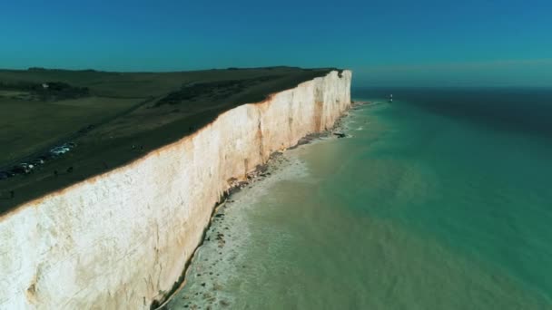 Voo Sobre Falésias Brancas Costa Sul Inglaterra Vista Aérea — Vídeo de Stock