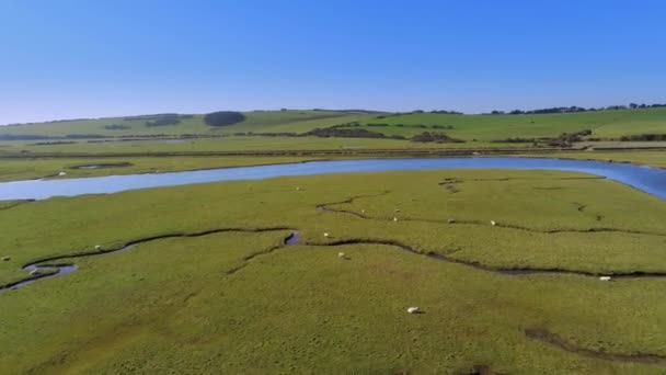 Increíble Parque Rural Seven Sisters Sussex Vista Aérea — Vídeos de Stock