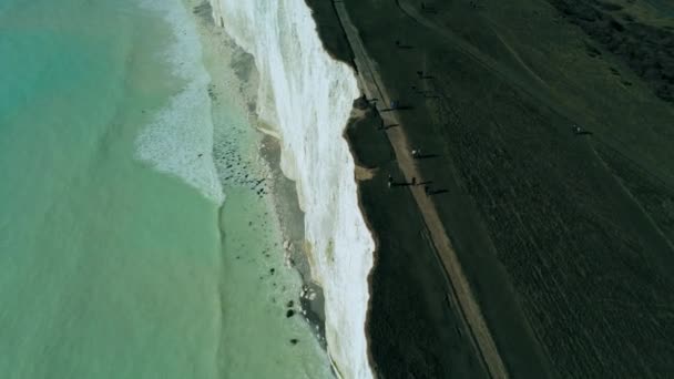 Vlucht Witte Klippen Van Kust Van Zuid Engeland Lucht Mening — Stockvideo