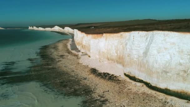 Vlucht Witte Klippen Van Kust Van Zuid Engeland Lucht Mening — Stockvideo