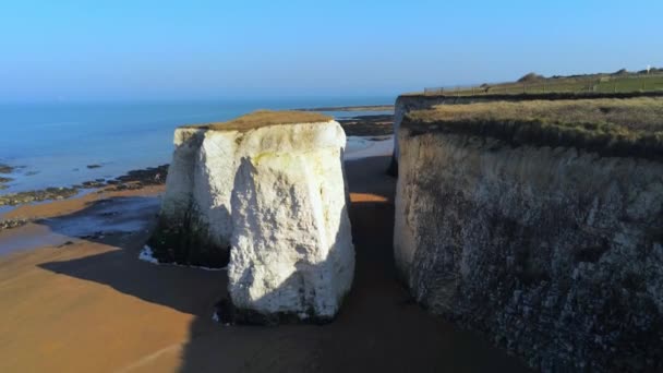 Famous White Chalk Rocks English Coast Aerial View — Stock Video