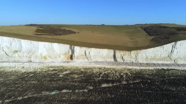 Sieben Schwestern Küste England Mit Seinen Weißen Klippen Luftaufnahme — Stockvideo