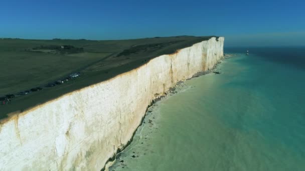 White Cliffs England Sussex Aerial View — Stock Video