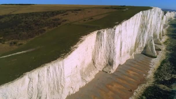 Voo Sobre Maravilhosas Falésias Brancas Costa Sul Inglaterra Vista Aérea — Vídeo de Stock