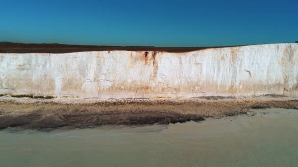 Voo Sobre Falésias Brancas Costa Sul Inglaterra Vista Aérea — Vídeo de Stock