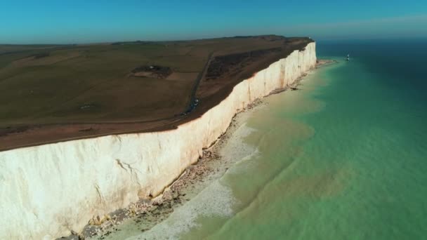 Vlucht Langs Britse Kust Met Zijn Prachtige Witte Kliffen Uitzicht — Stockvideo