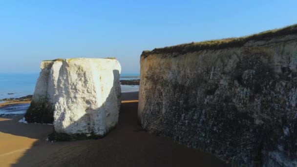 Famous White Chalk Rocks English Coast Aerial View — Stock Video