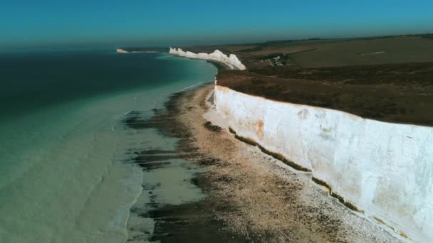 Vol Dessus Des Falaises Blanches Côte Sud Angleterre Vue Aérienne — Video