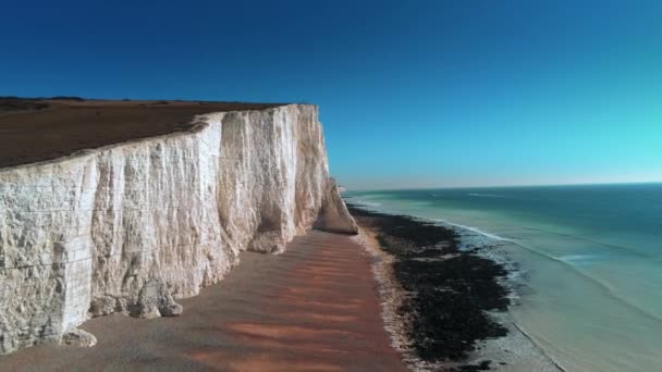 Полет Над Белыми Скалами Beachy Head Seven Sisters Англии Вид — стоковое видео