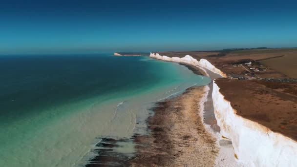 Vol Dessus Des Falaises Blanches Côte Sud Angleterre Vue Aérienne — Video