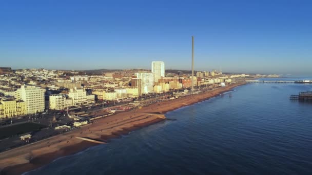 Die Stadt Brighton England Von Oben Luftaufnahme — Stockvideo